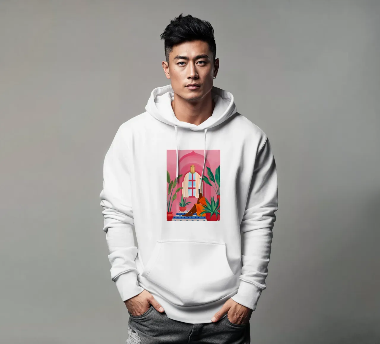 Donna in un arco rosa felpa con cappuccio da Silk Palette