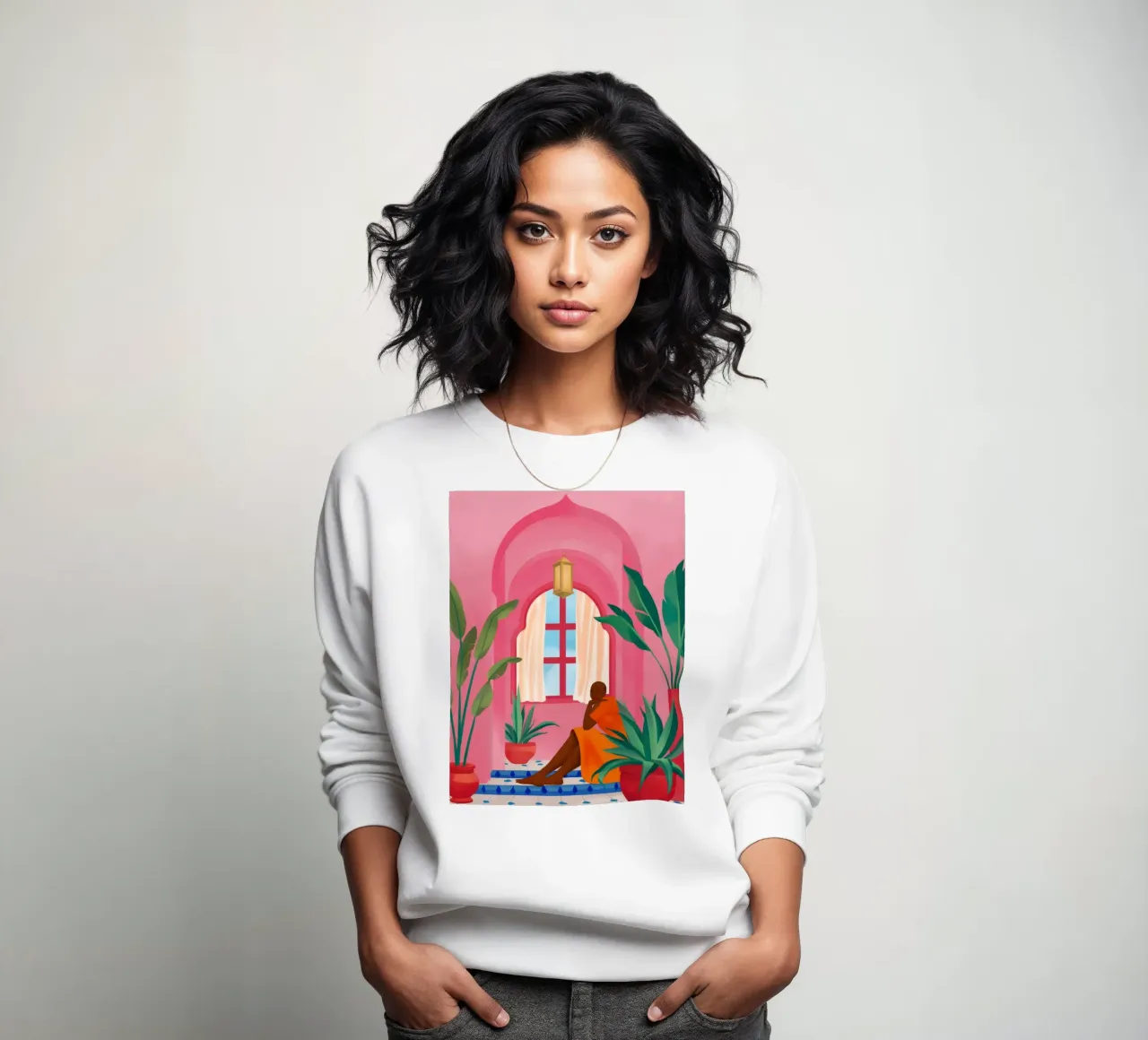 Donna in un arco rosa felpa da Silk Palette