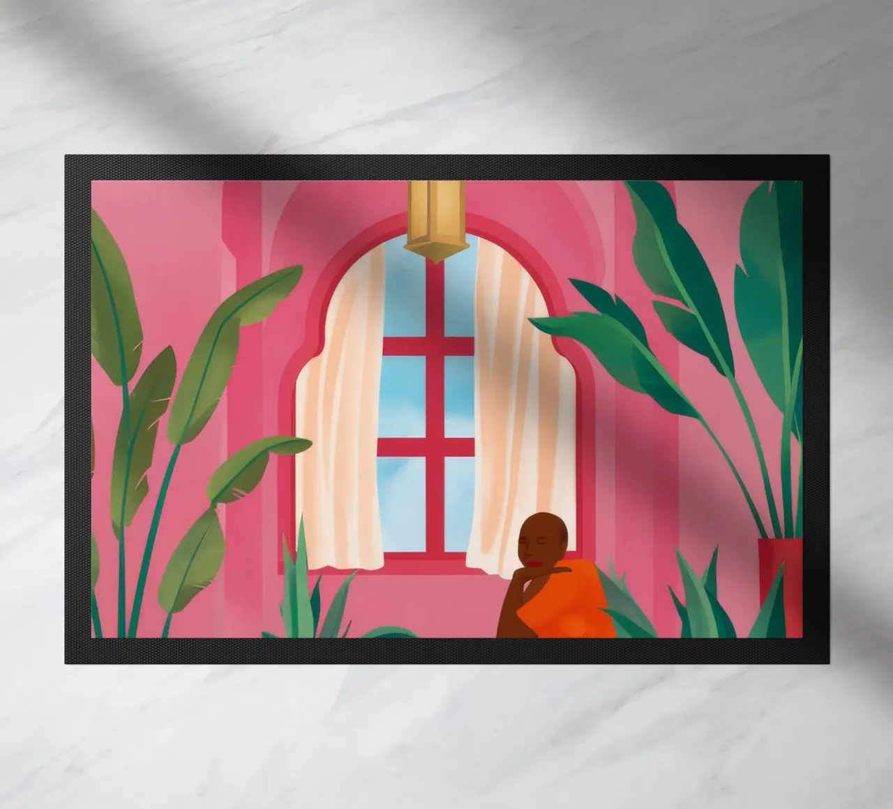 Donna in un arco rosa zerbino da Silk Palette
