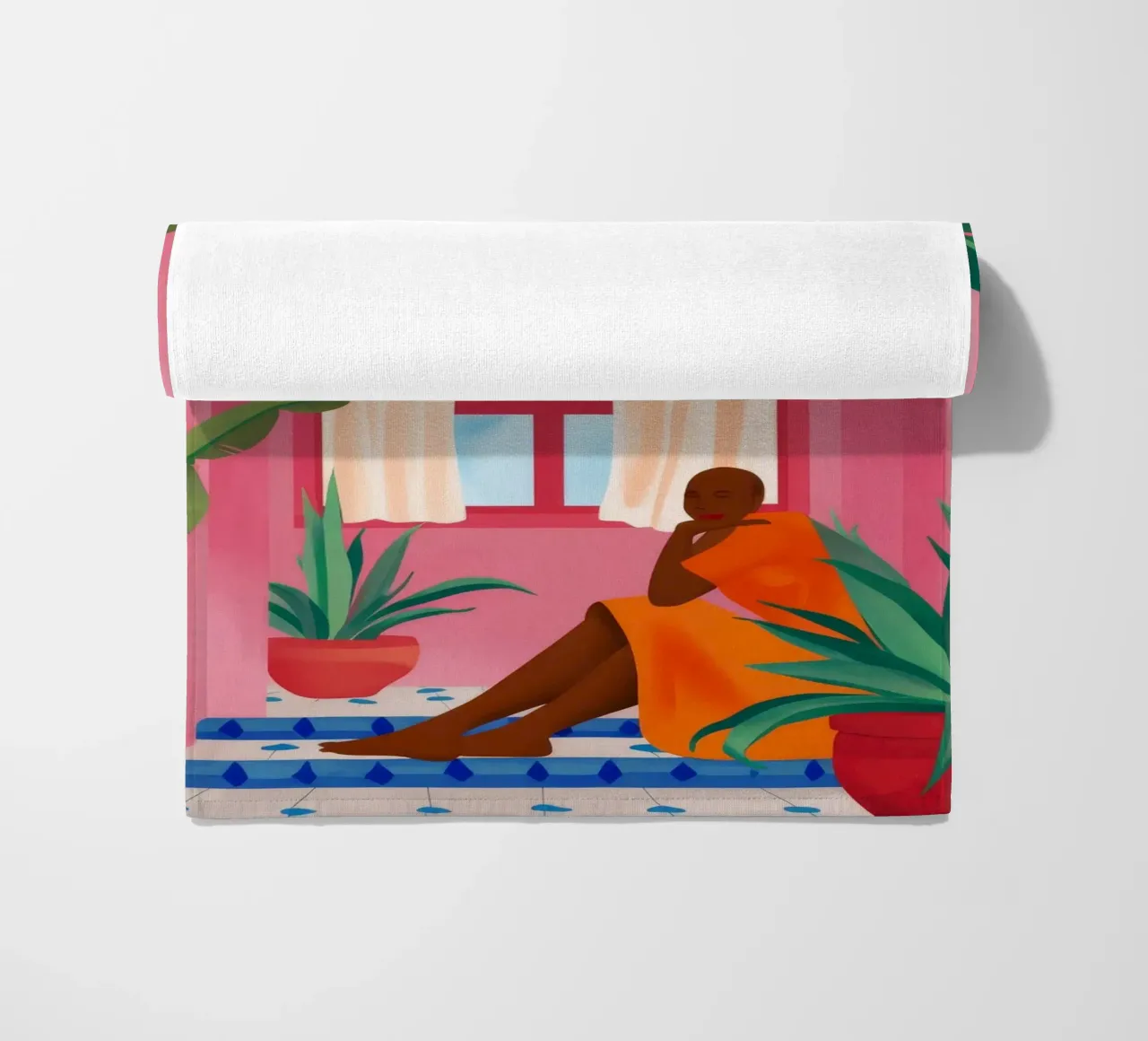Donna in un arco rosa telo mare da Silk Palette