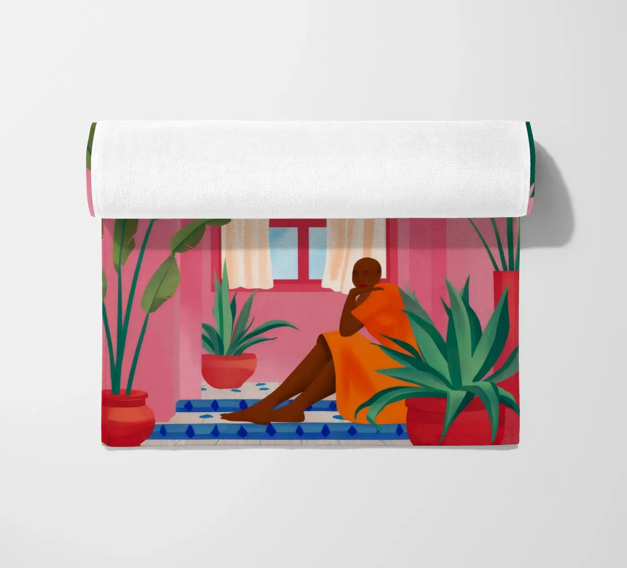 Donna in un arco rosa telo mare da Silk Palette