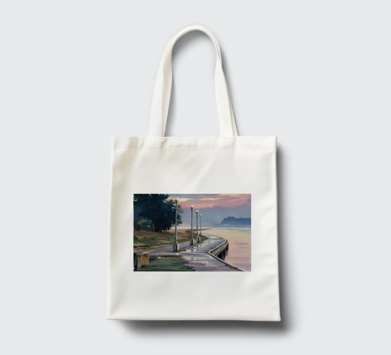Crepuscoli Lungomare borsa in juta da Opal Strokes