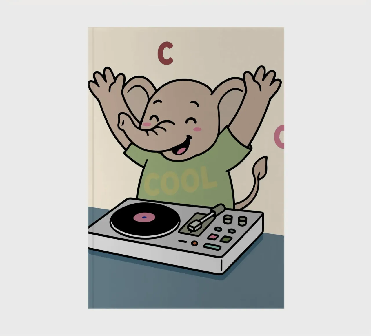 Dancing elephant with a feeling for music parties as a DJ notebook by namosh