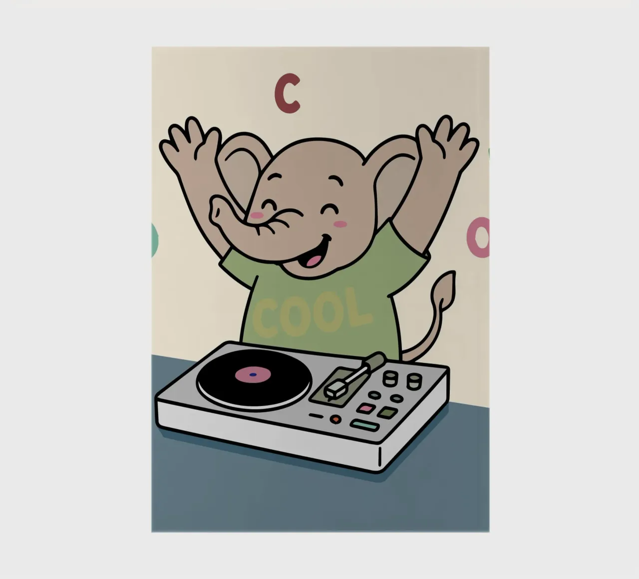 Dancing elephant with a feeling for music parties as a DJ notebook by namosh