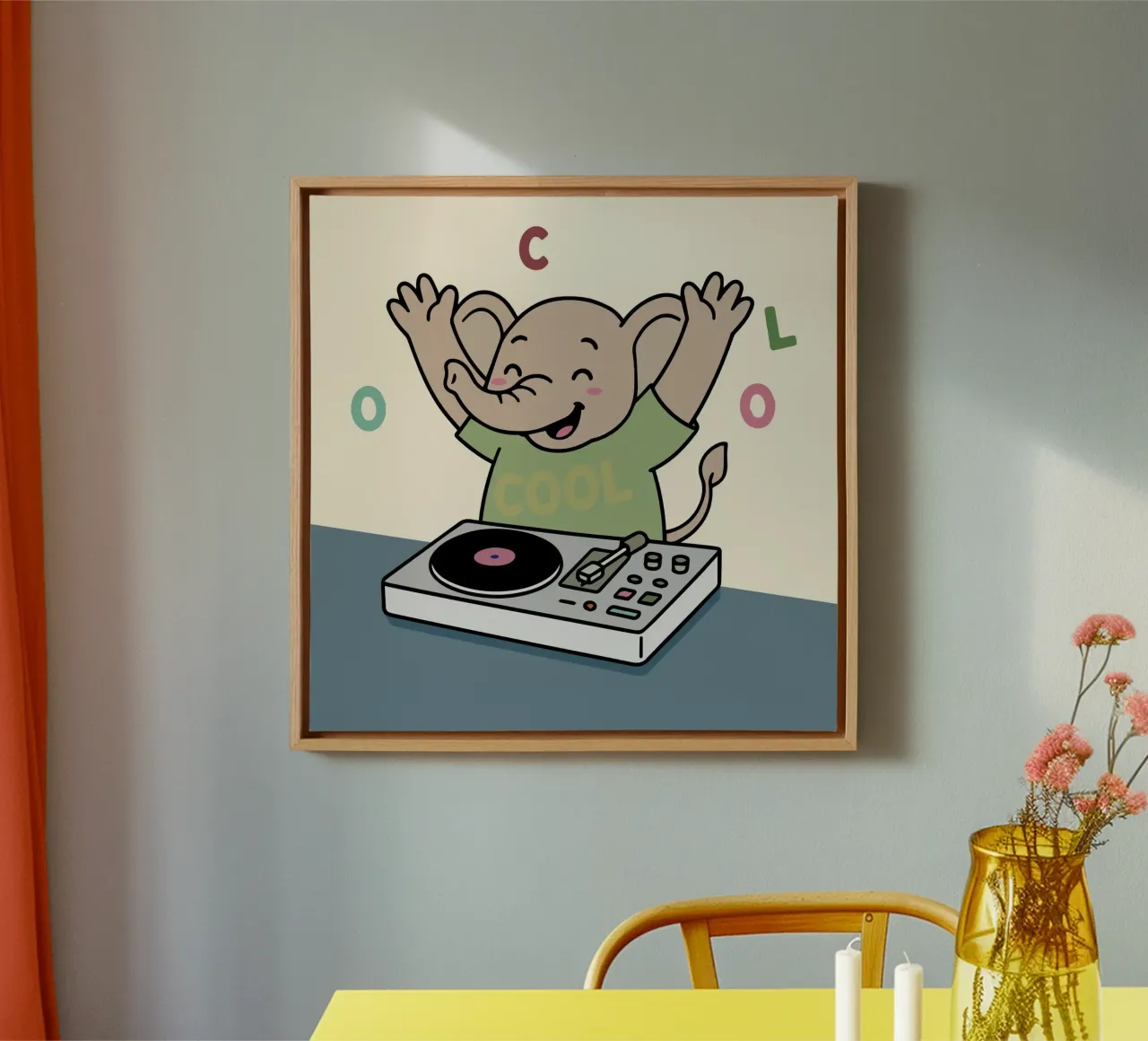 L'éléphant dansant avec un sens musical fait la fête en tant que DJ toile avec Caisse américaine de namosh