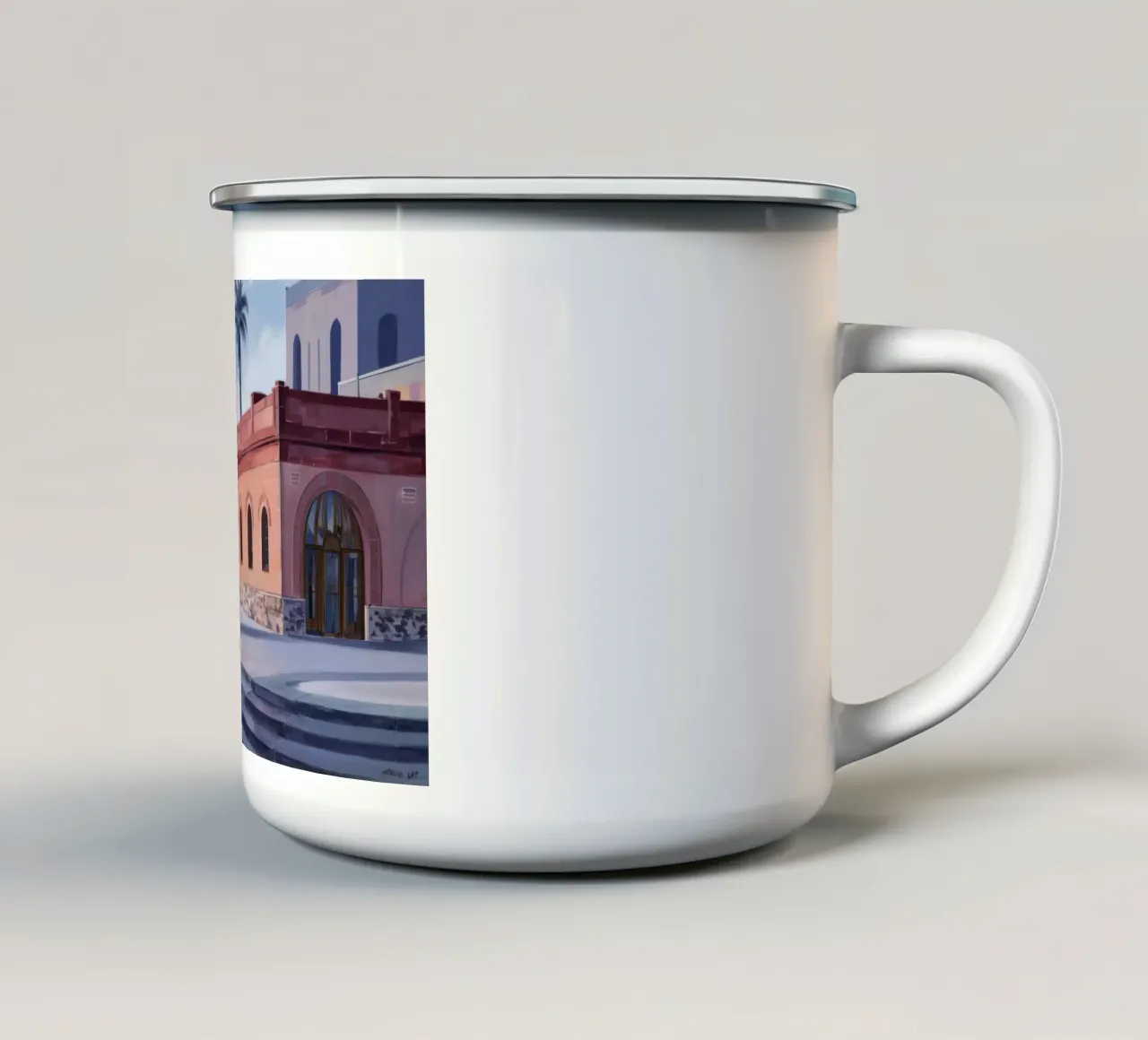 Ibis all'alba tazza in smalto da Opal Strokes