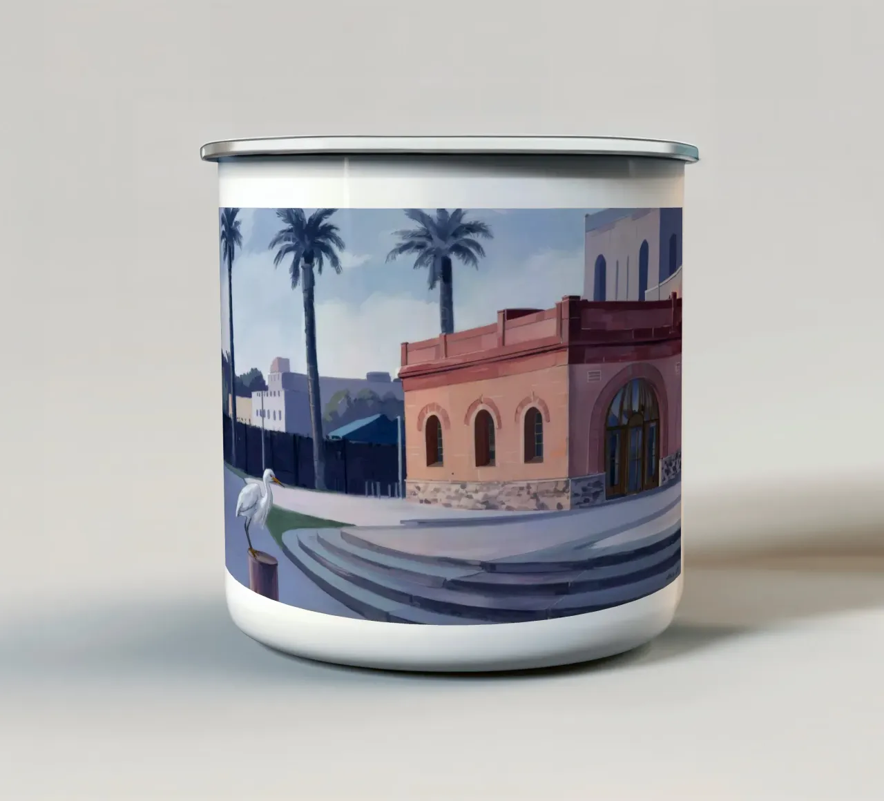 Ibis all'alba tazza in smalto da Opal Strokes
