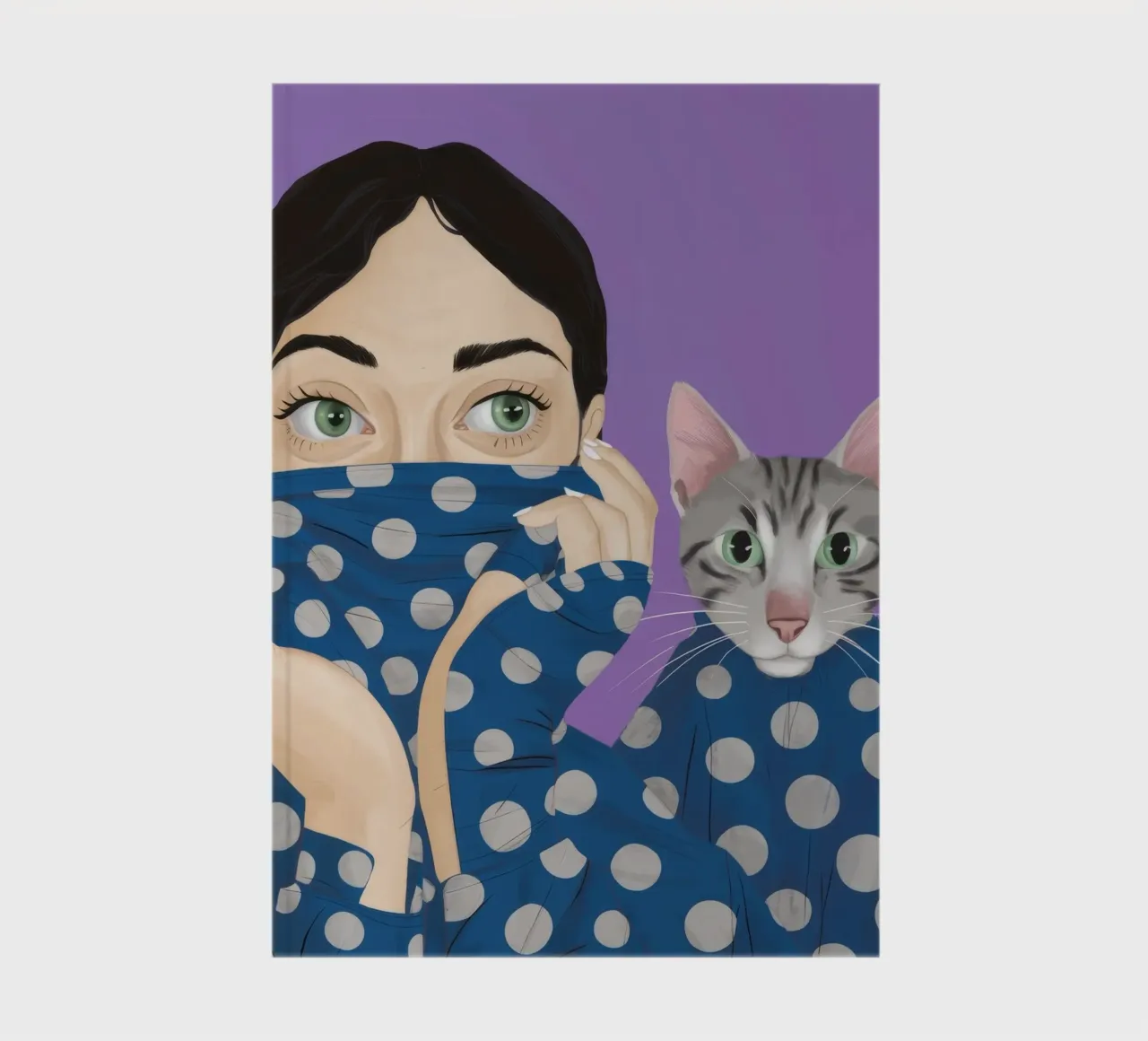 Polka Dot Cat Cuddle notebook by Silk Palette