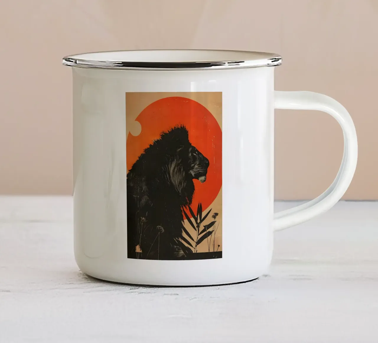Leone vintage art tazza in smalto da WILD ART
