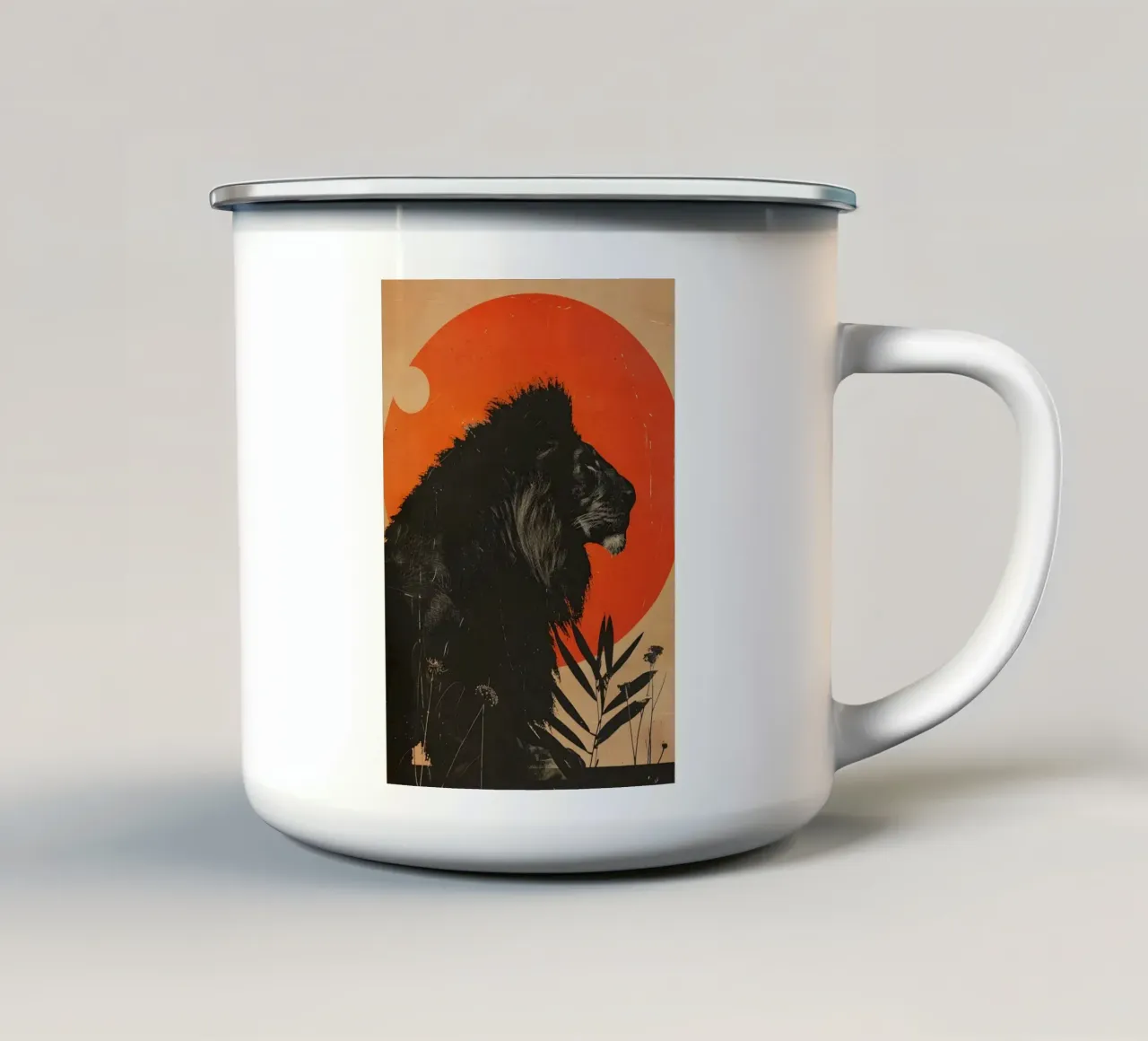 Leone vintage art tazza in smalto da WILD ART