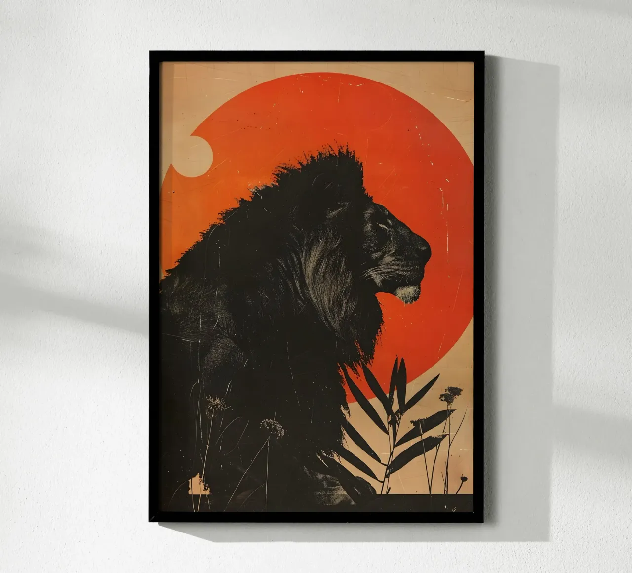Leone vintage art poster con telaio in legno da WILD ART