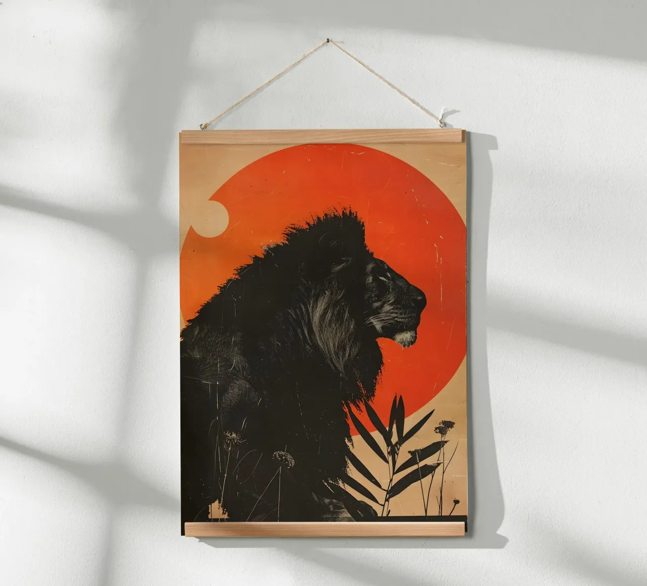 Leone vintage art poster con telaio in legno da WILD ART