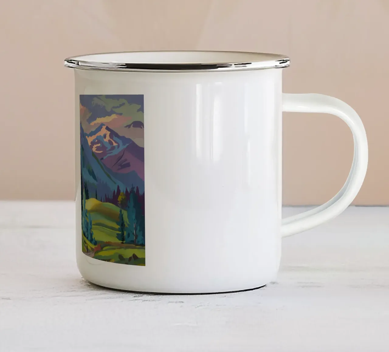 Alpine Lake Majesty enamel mug by Celestial Harmony