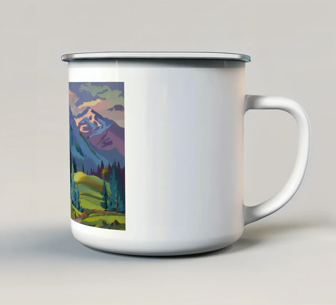 Alpine Lake Majesty enamel mug by Celestial Harmony