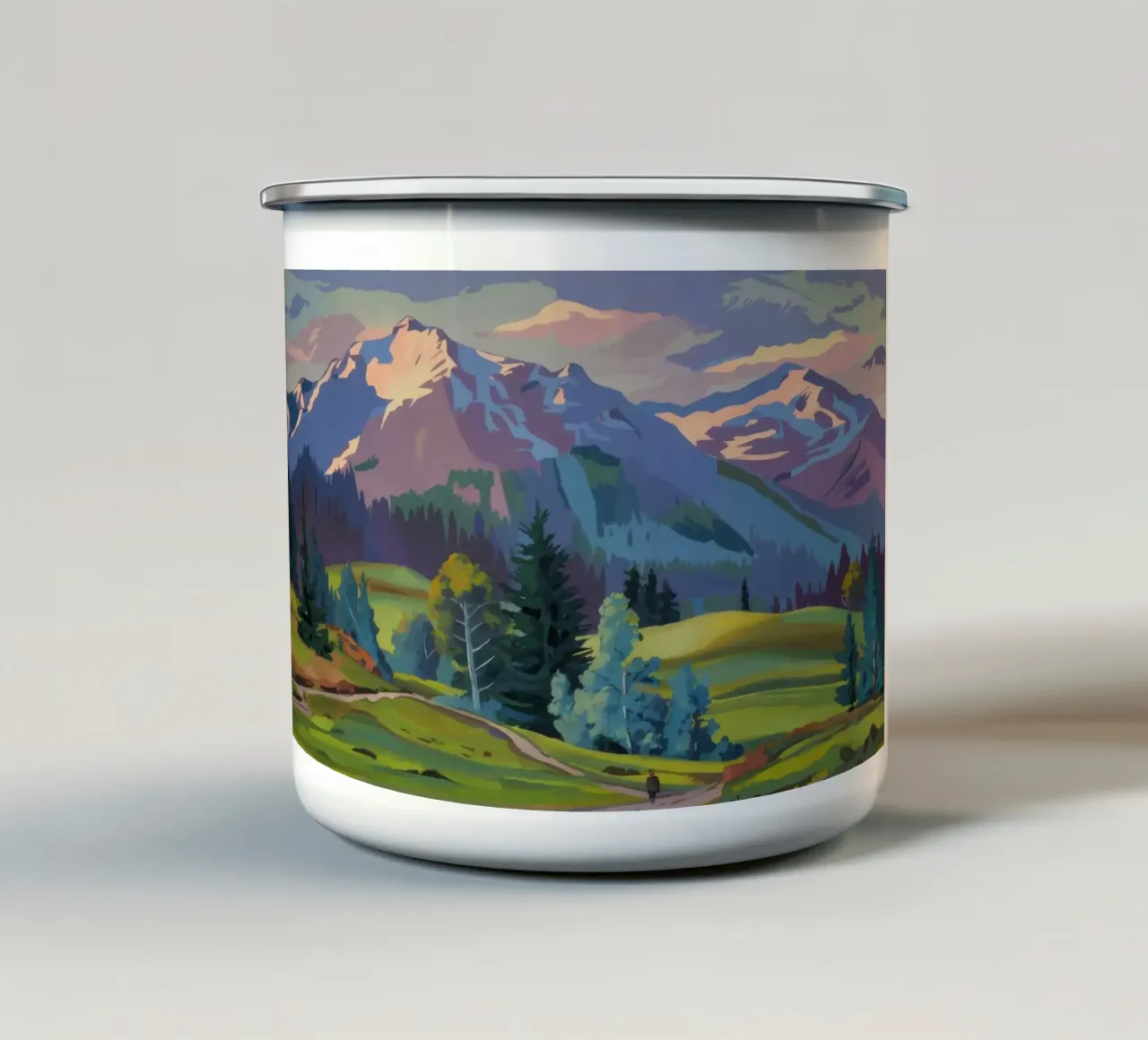 Alpine Lake Majesty enamel mug by Celestial Harmony