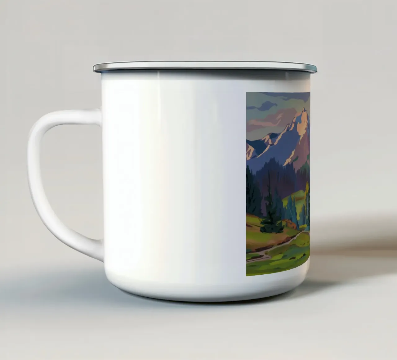 Alpine Lake Majesty enamel mug by Celestial Harmony