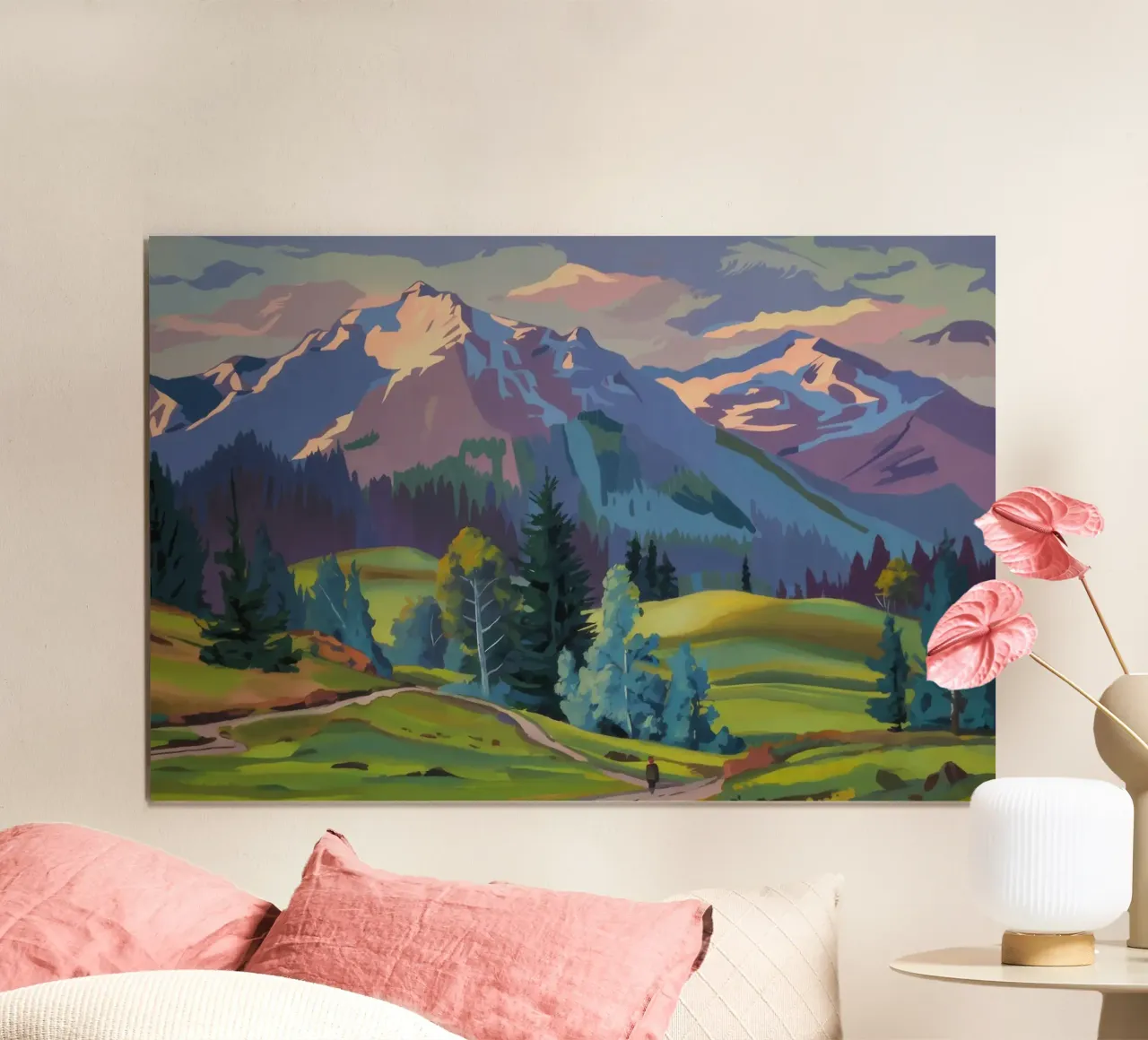 Alpensee Majestät Poster mit Holzrahmen von Celestial Harmony