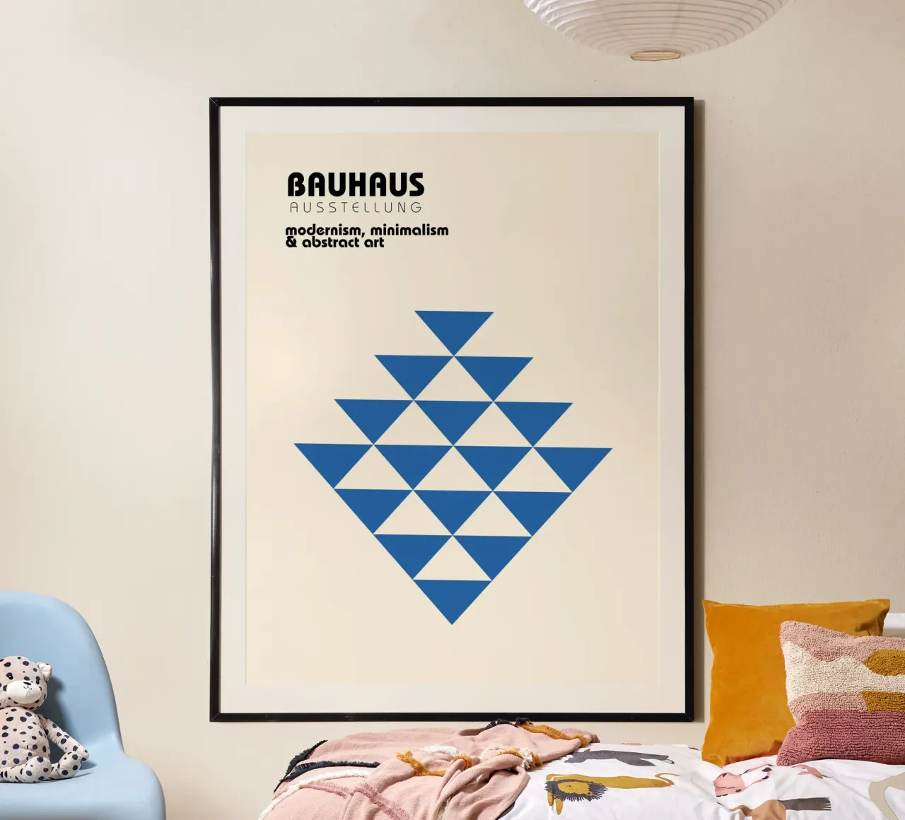 Triangles Bauhaus - Poster Minimal Art en bleu poster de Casa Calm