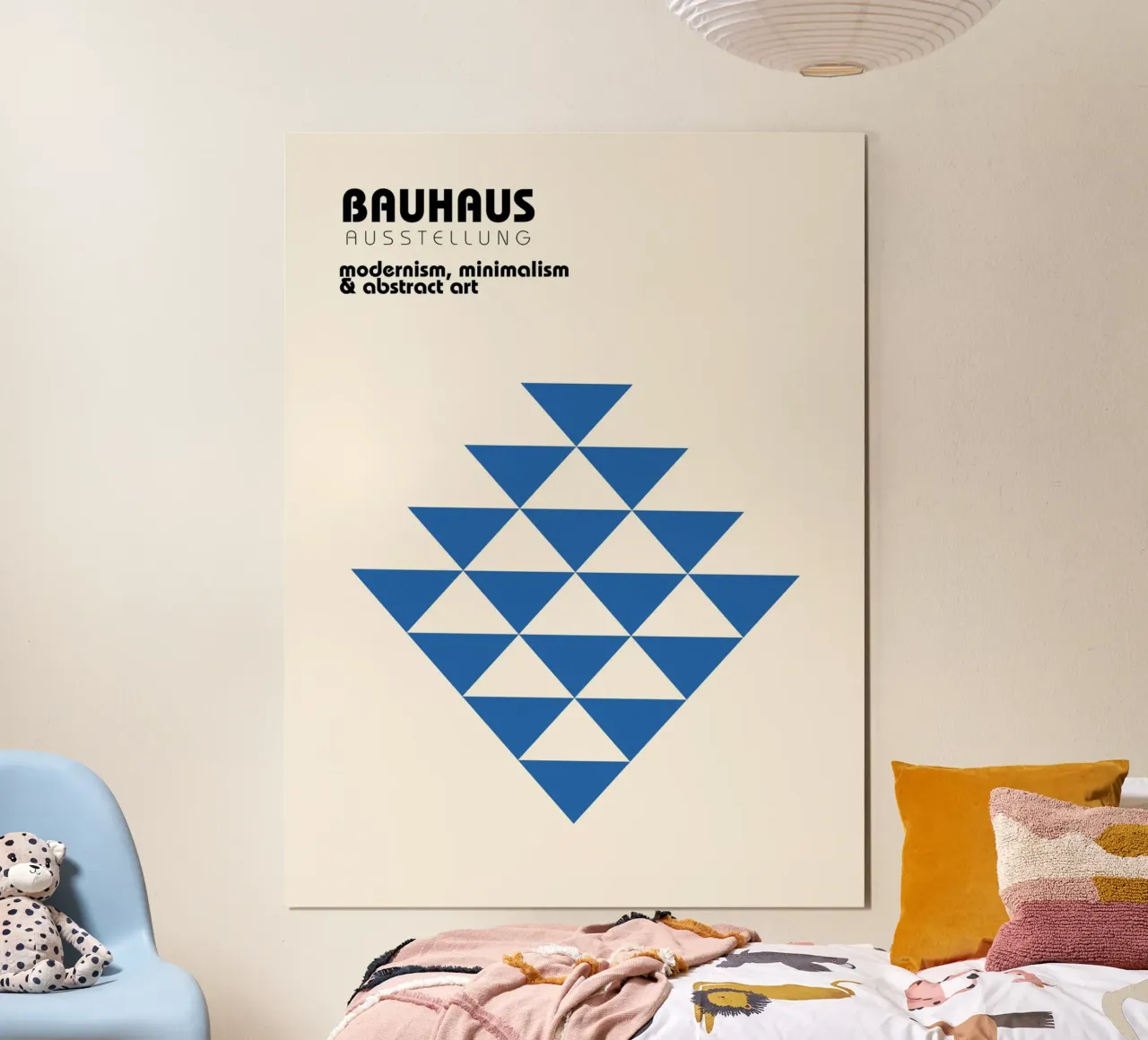 Triangles Bauhaus - Poster Minimal Art en bleu poster de Casa Calm