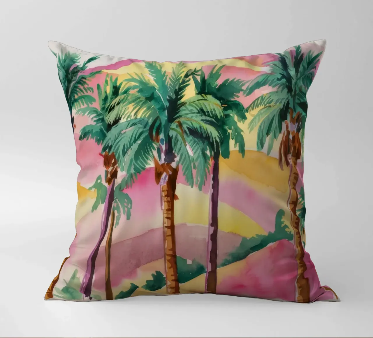 Sunset Palm Silhouettes decorative cushion by Dream Spectrum