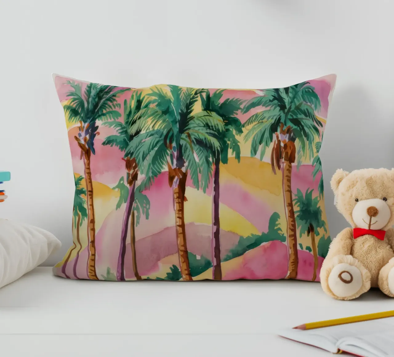 Sunset Palm Silhouettes decorative cushion by Dream Spectrum