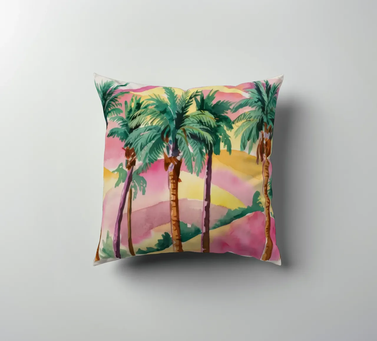 Sunset Palm Silhouettes decorative cushion by Dream Spectrum