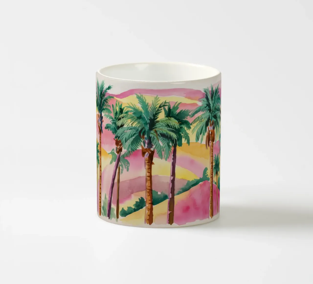 Sagome di palme al tramonto tazza in ceramica da Dream Spectrum