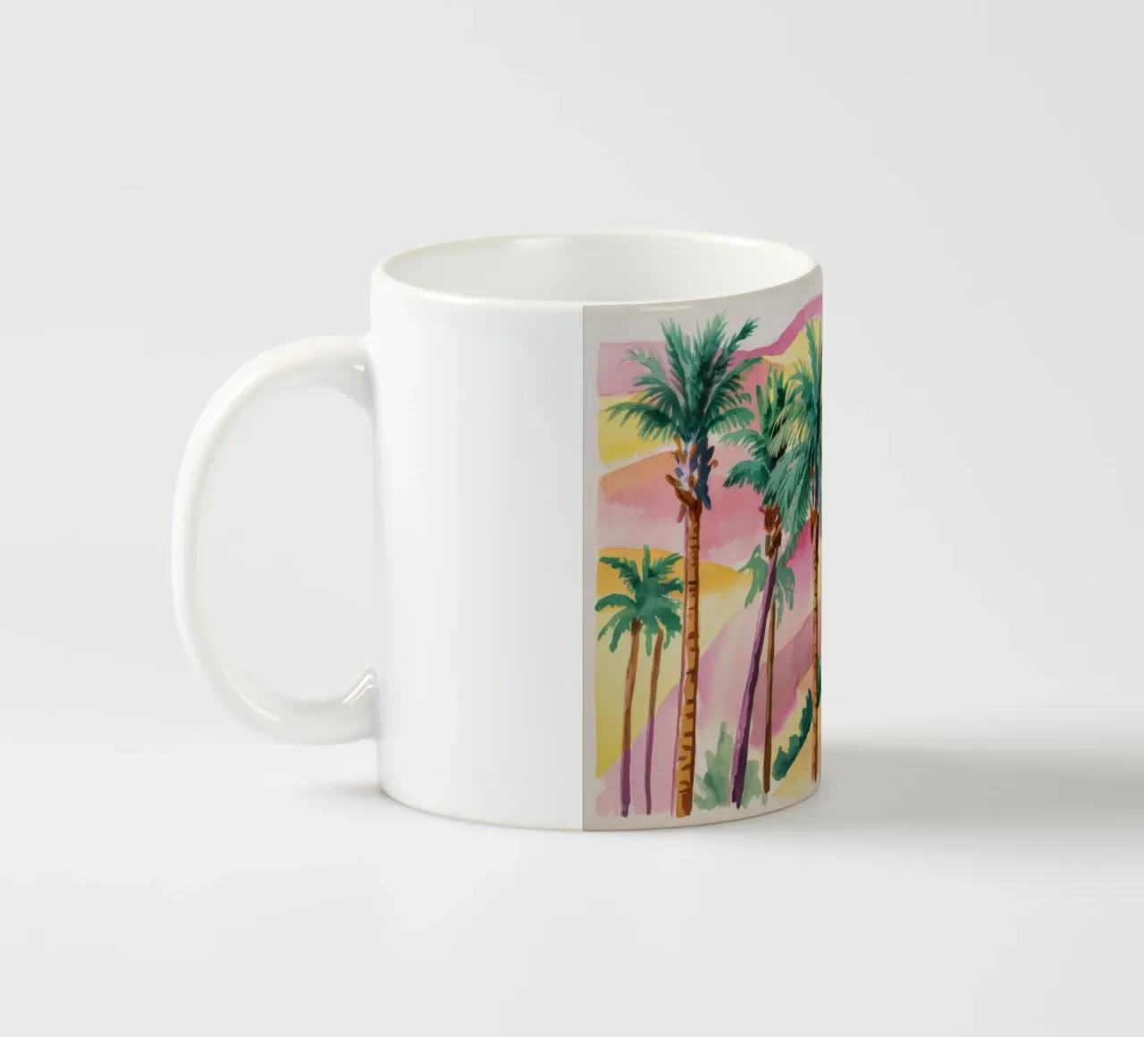 Sagome di palme al tramonto tazza in ceramica da Dream Spectrum