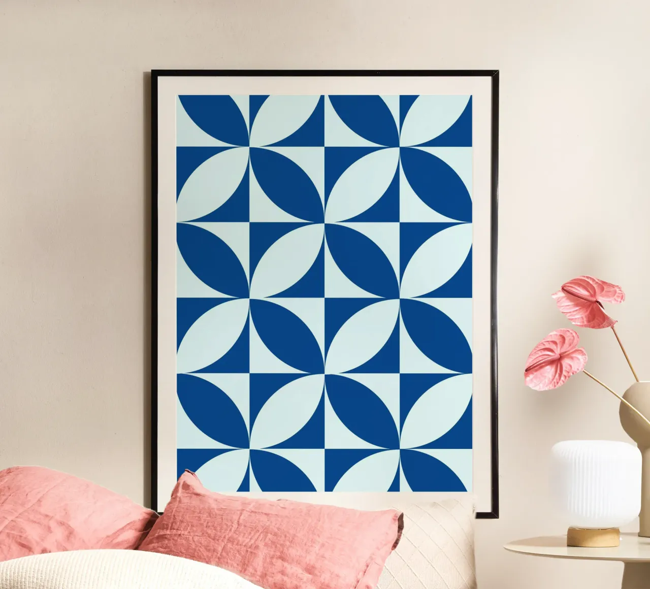 Blue geometric pattern - Modern retro design hahnemühle by Casa Calm