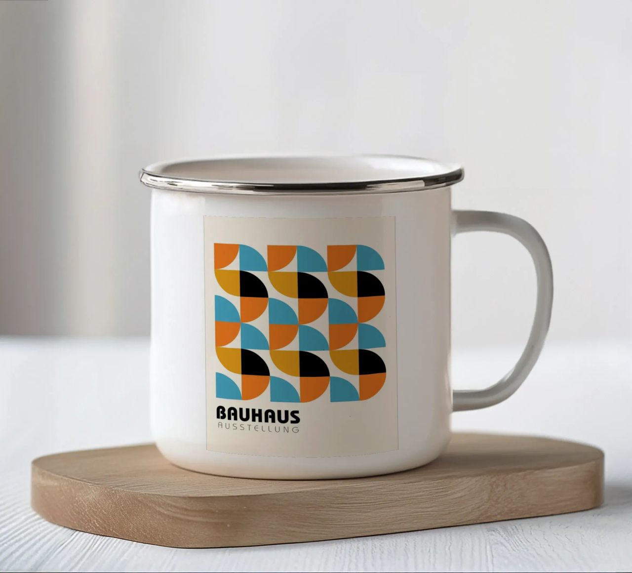Geometria Bauhaus - colori retrò tazza in smalto da Casa Calm