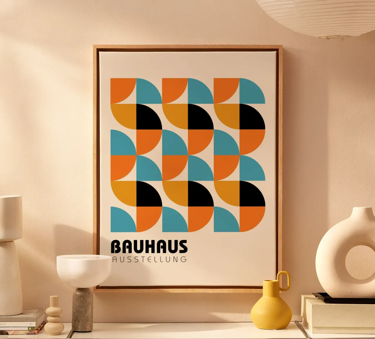 Geometria Bauhaus - colori retrò tela con Cornice a cassetta da Casa Calm
