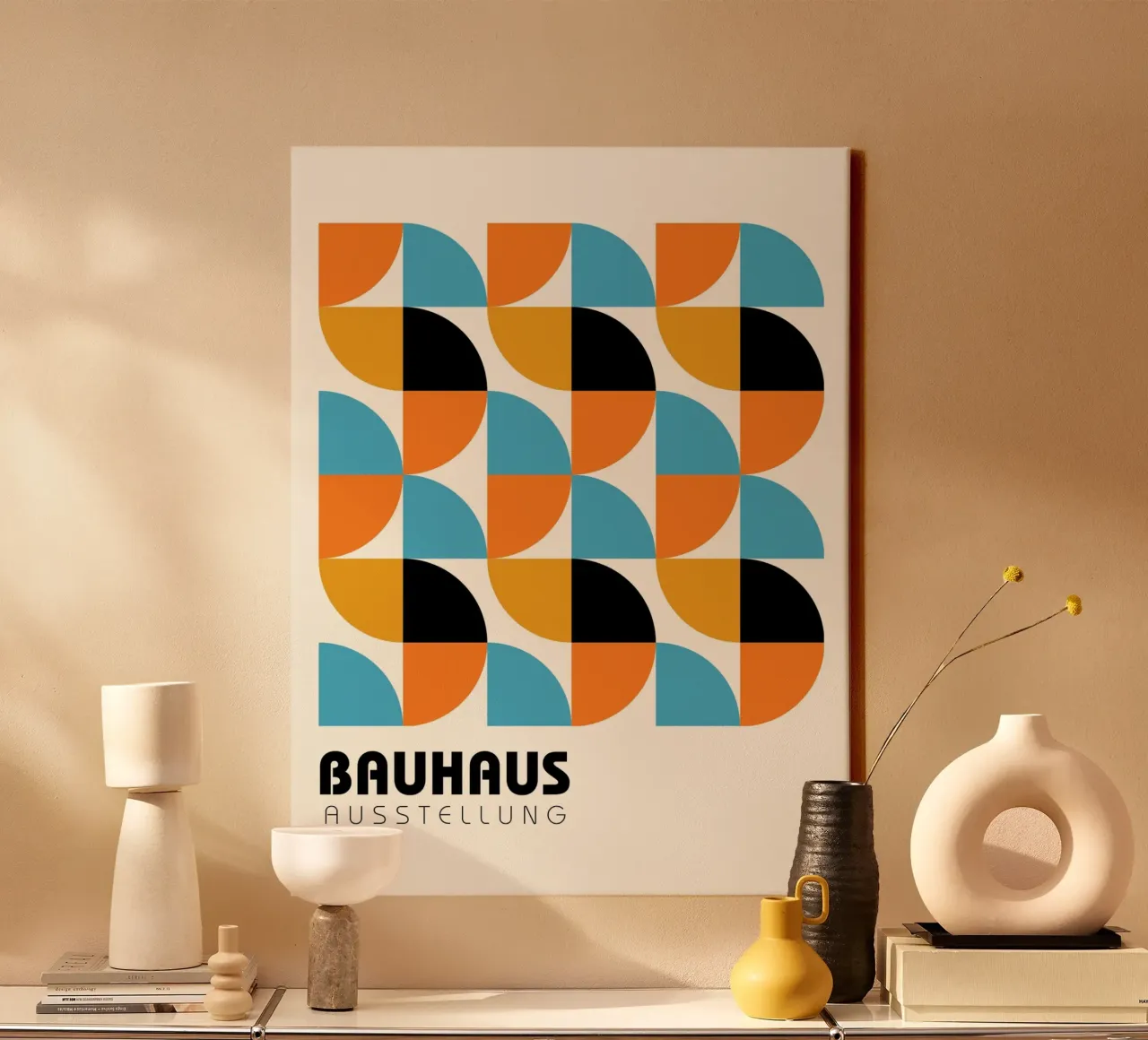 Geometria Bauhaus - colori retrò tela con Cornice a cassetta da Casa Calm