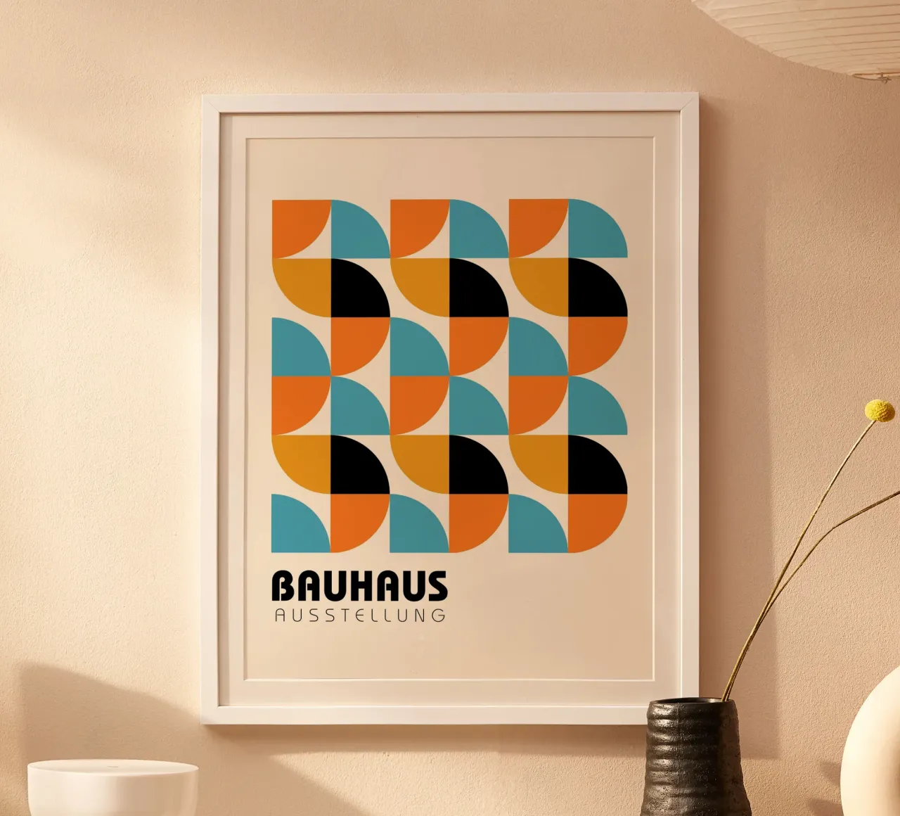 Geometria Bauhaus - colori retrò poster con telaio in legno da Casa Calm