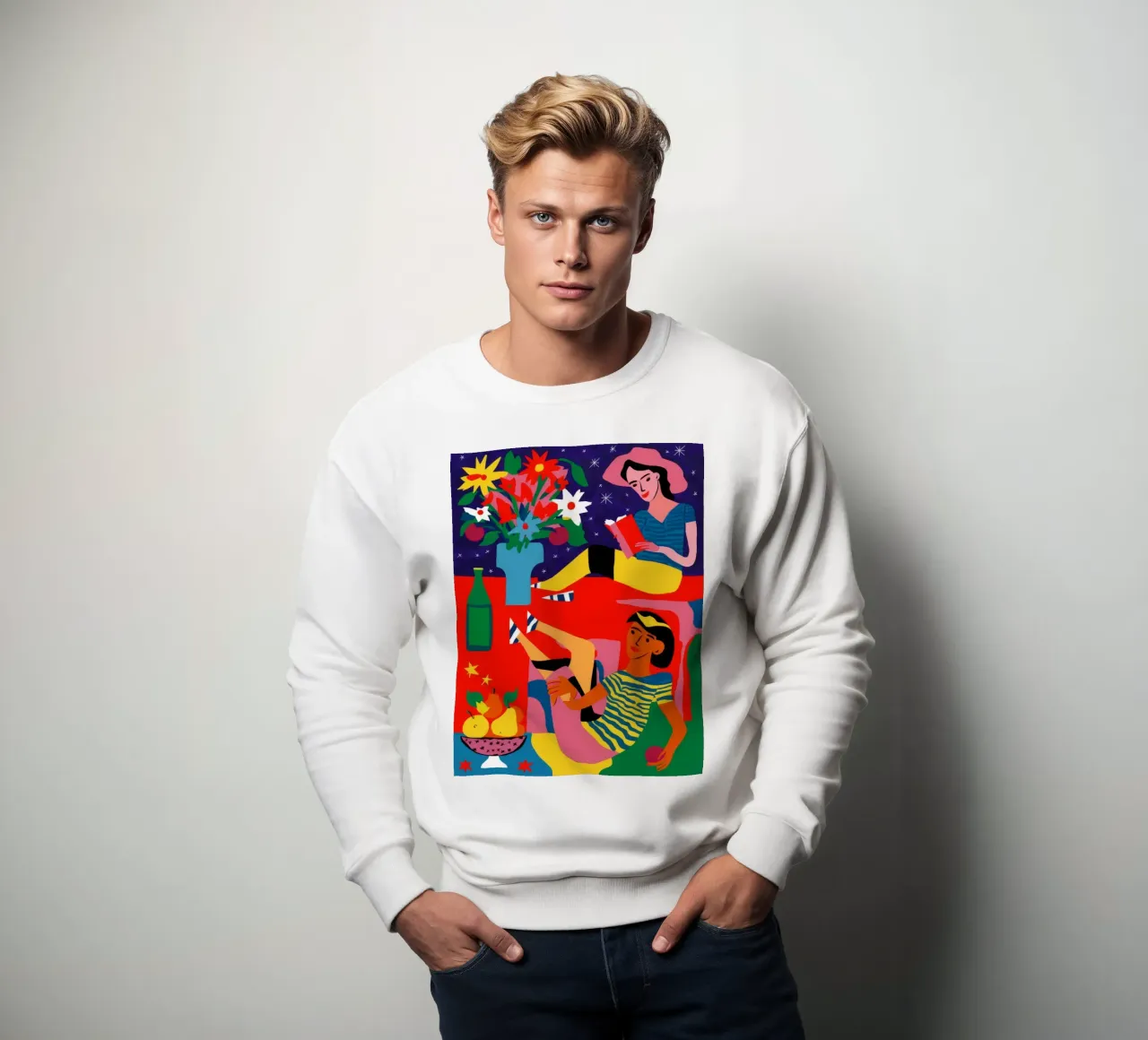 Vrouw met fruit sweatshirt van Silk Palette