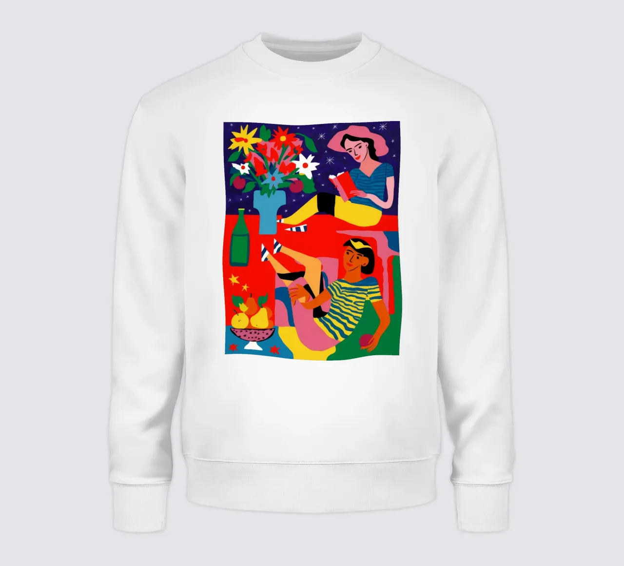 Vrouw met fruit sweatshirt van Silk Palette