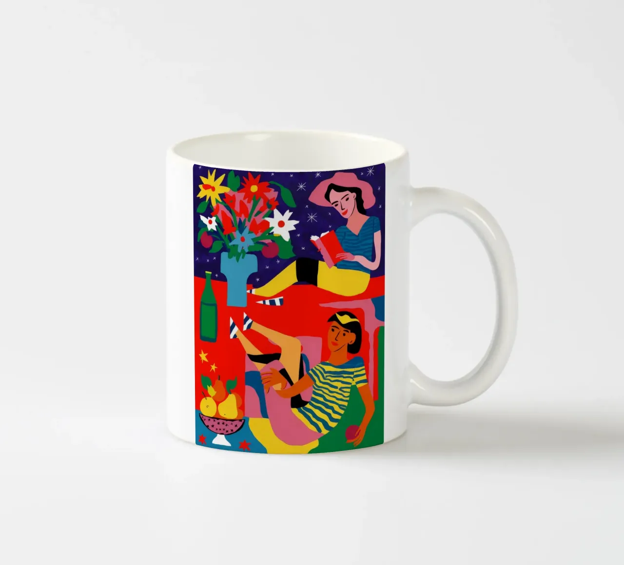 Donna con frutta tazza in ceramica da Silk Palette