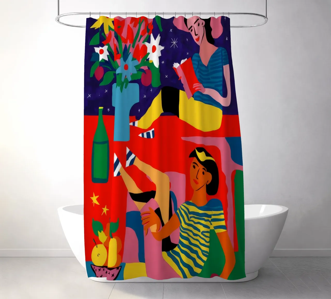 Donna con frutta tenda da doccia da Silk Palette