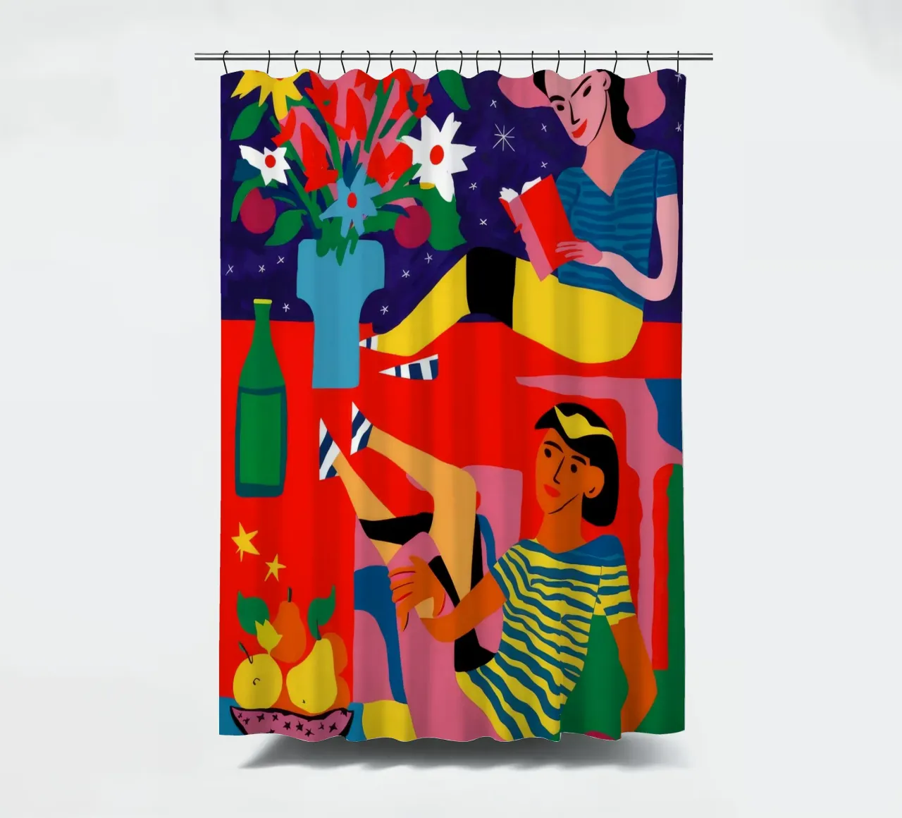 Donna con frutta tenda da doccia da Silk Palette