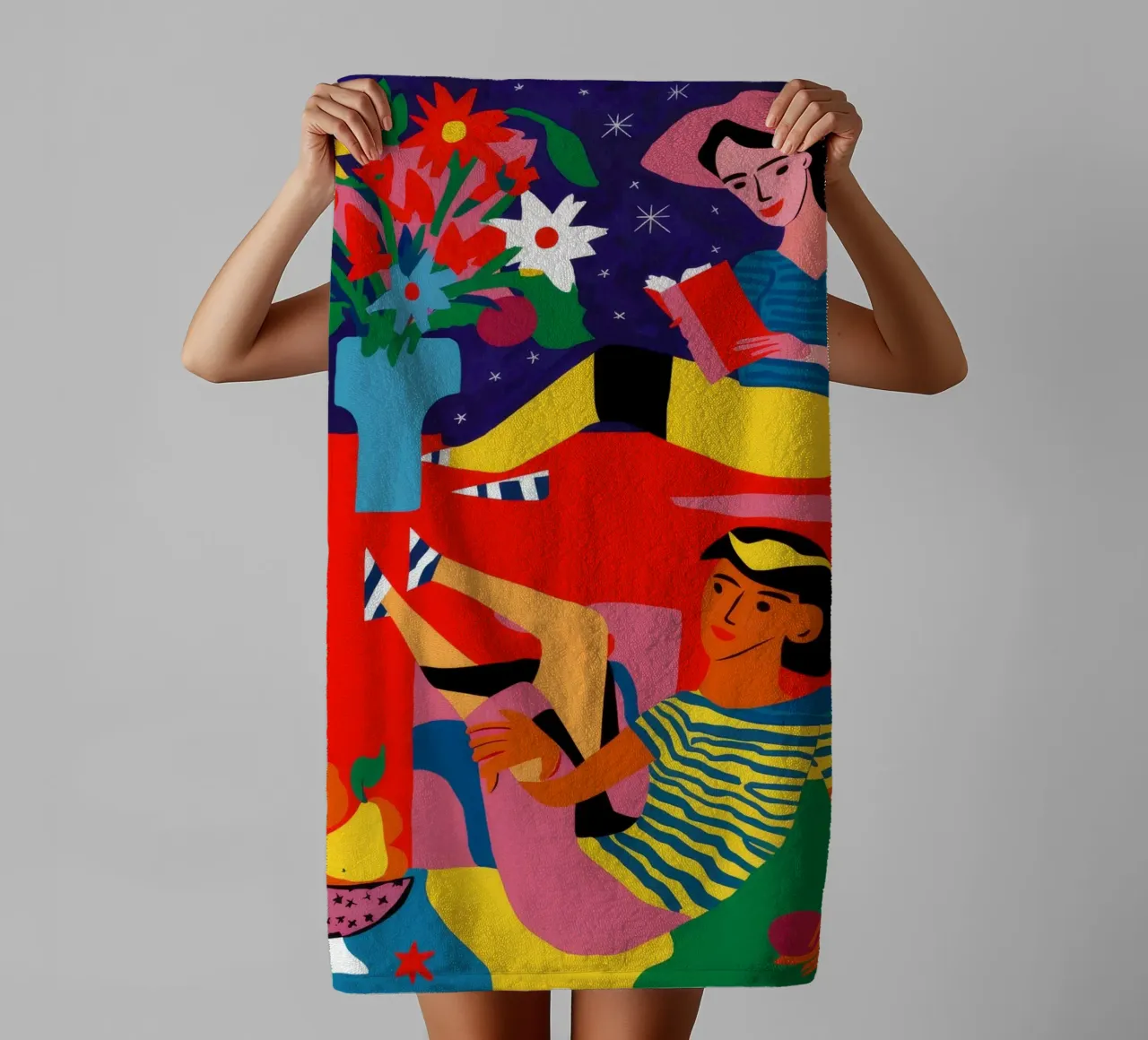 Donna con frutta asciugamano da bagno da Silk Palette