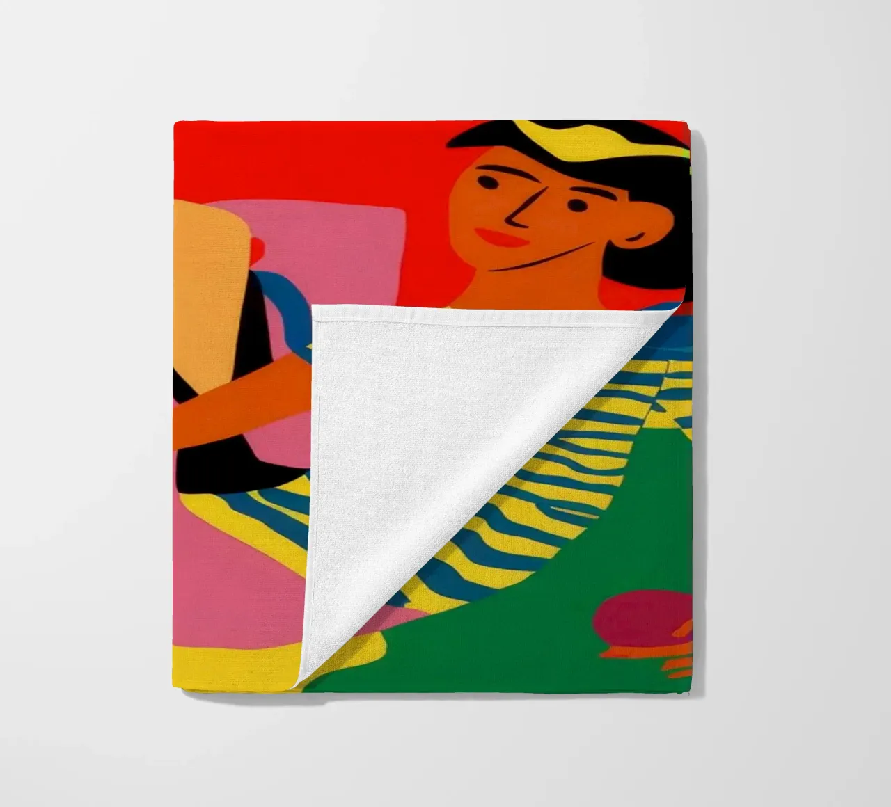 Donna con frutta telo mare da Silk Palette