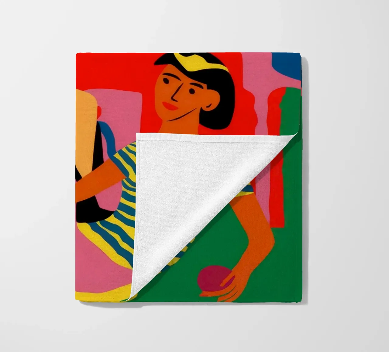 Donna con frutta telo mare da Silk Palette