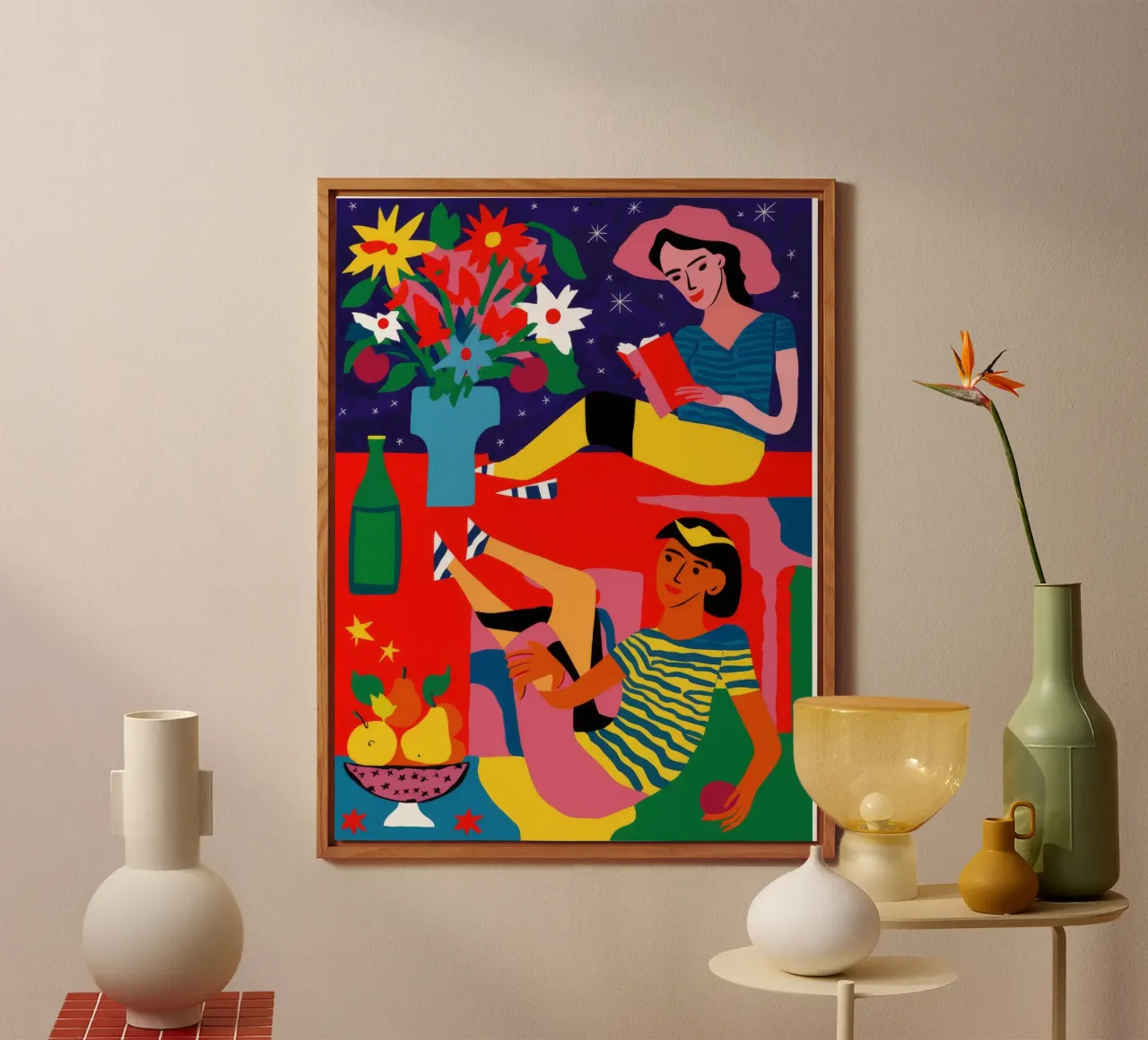 Donna con frutta alluminio dibond da Silk Palette