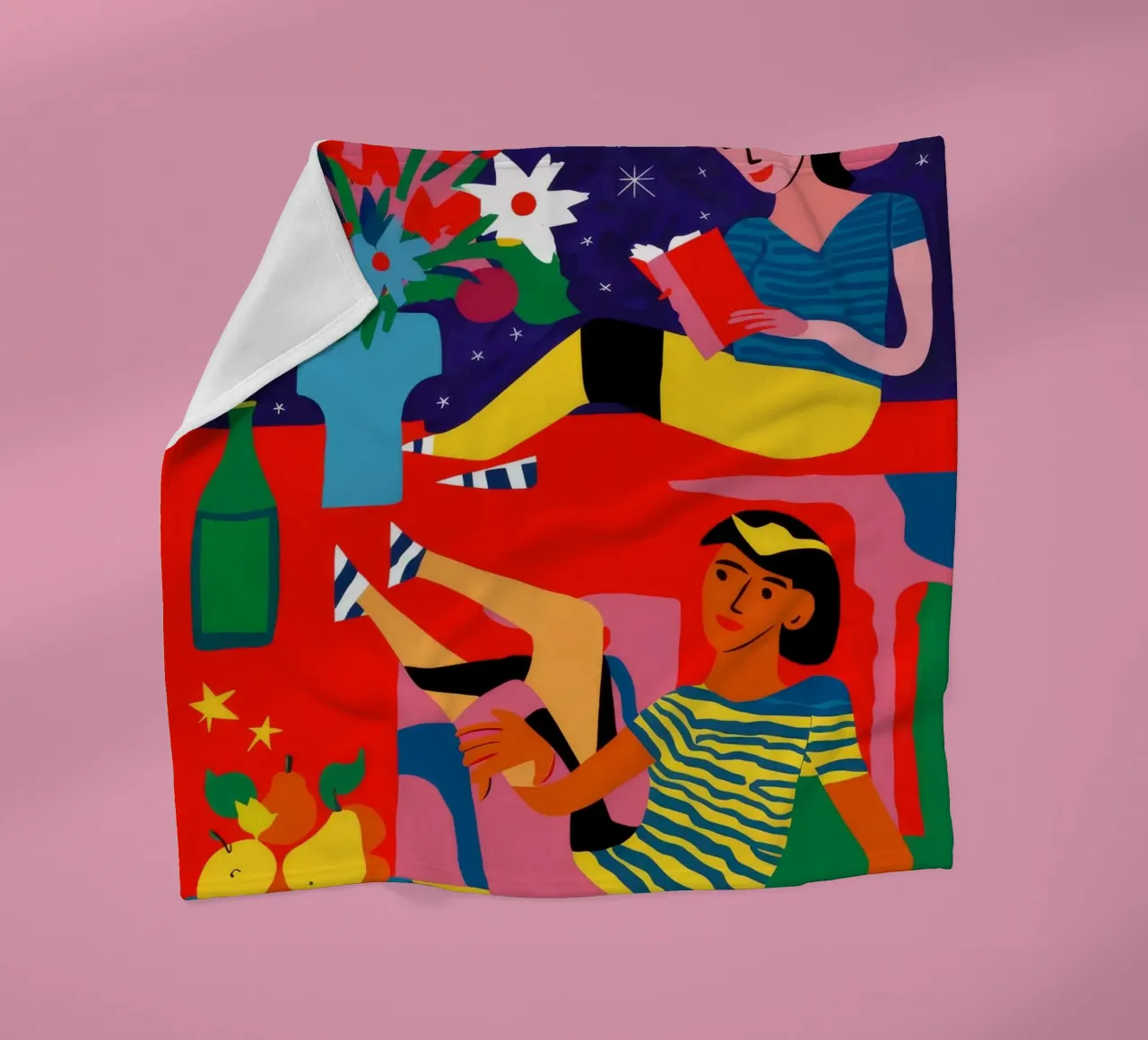 Donna con frutta coperta in pile da Silk Palette