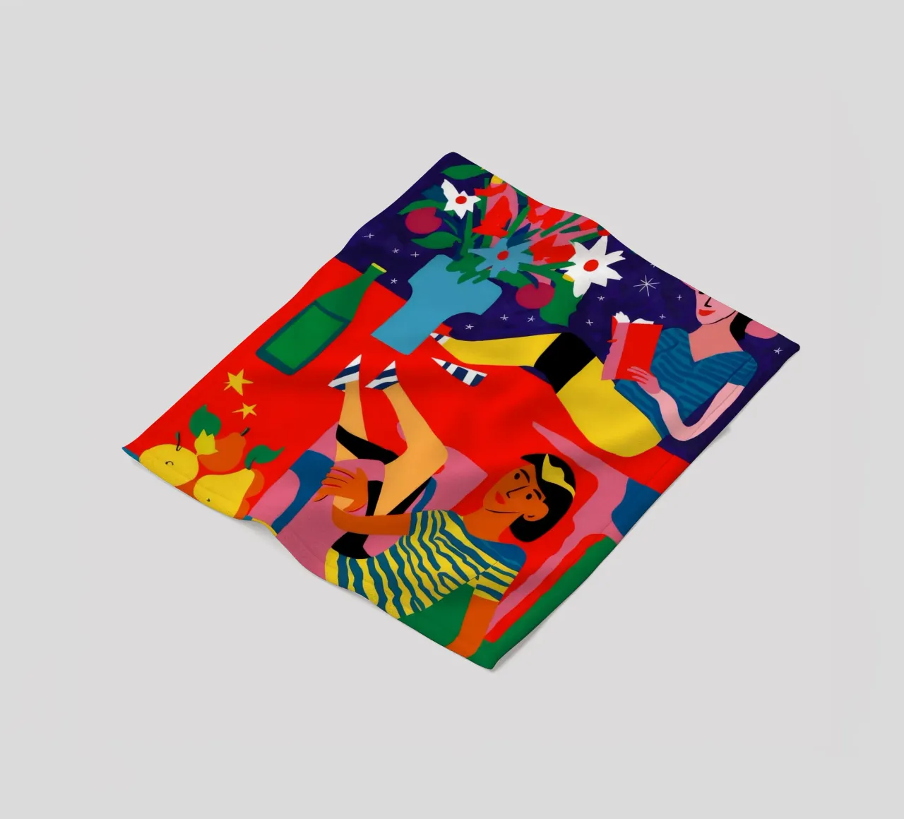 Donna con frutta coperta in pile da Silk Palette