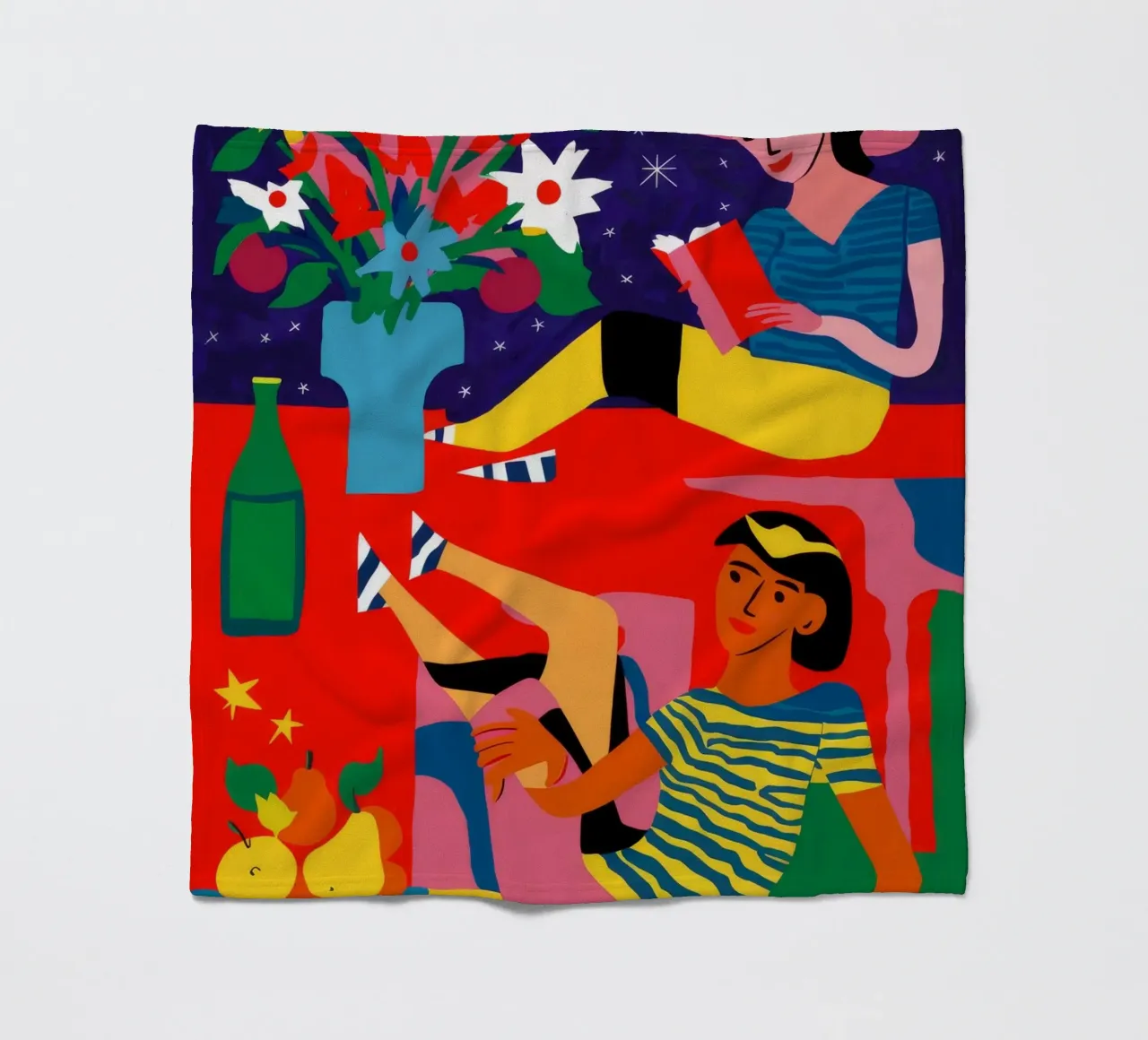 Donna con frutta coperta in pile da Silk Palette