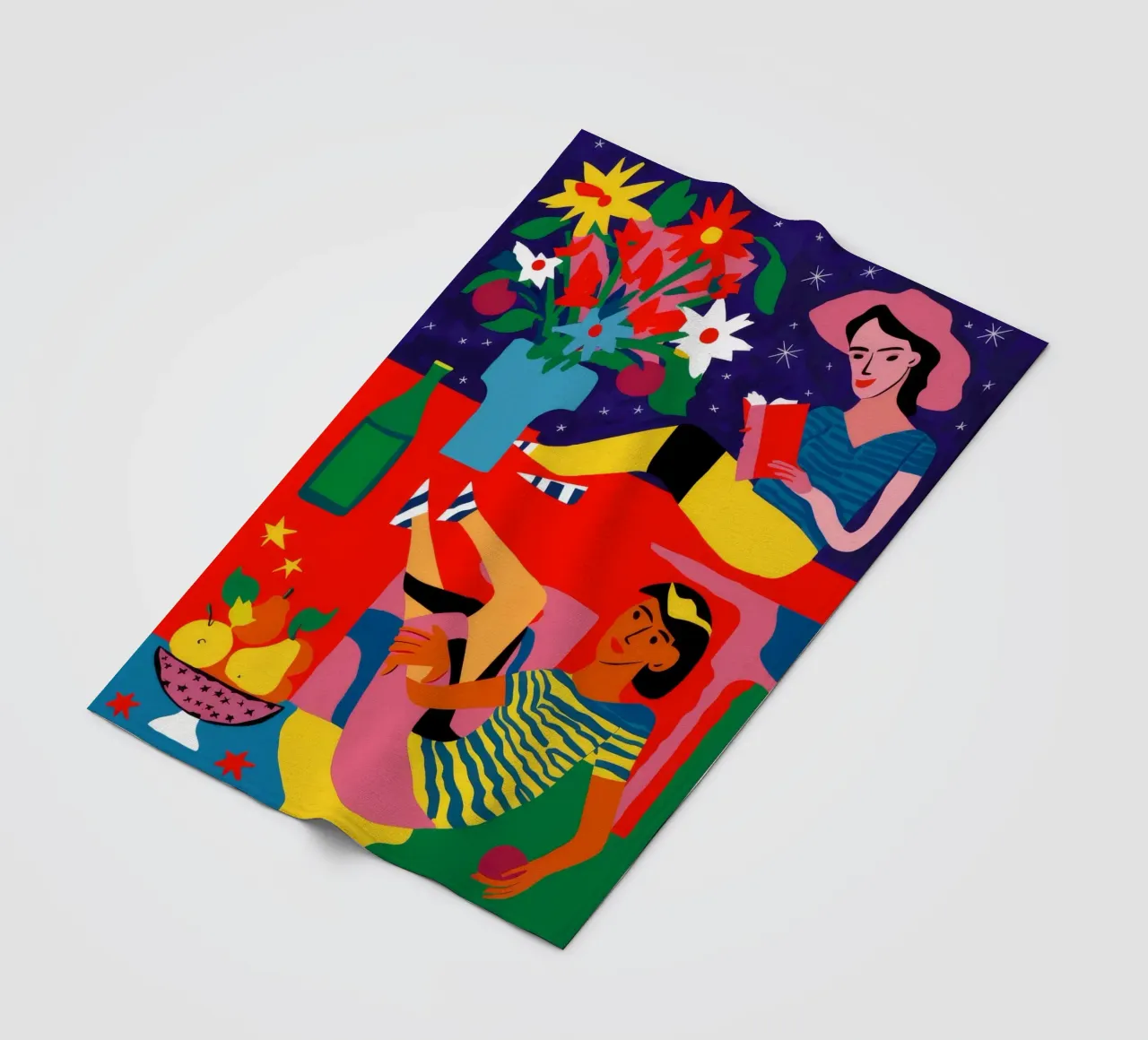 Donna con frutta coperta in pile da Silk Palette