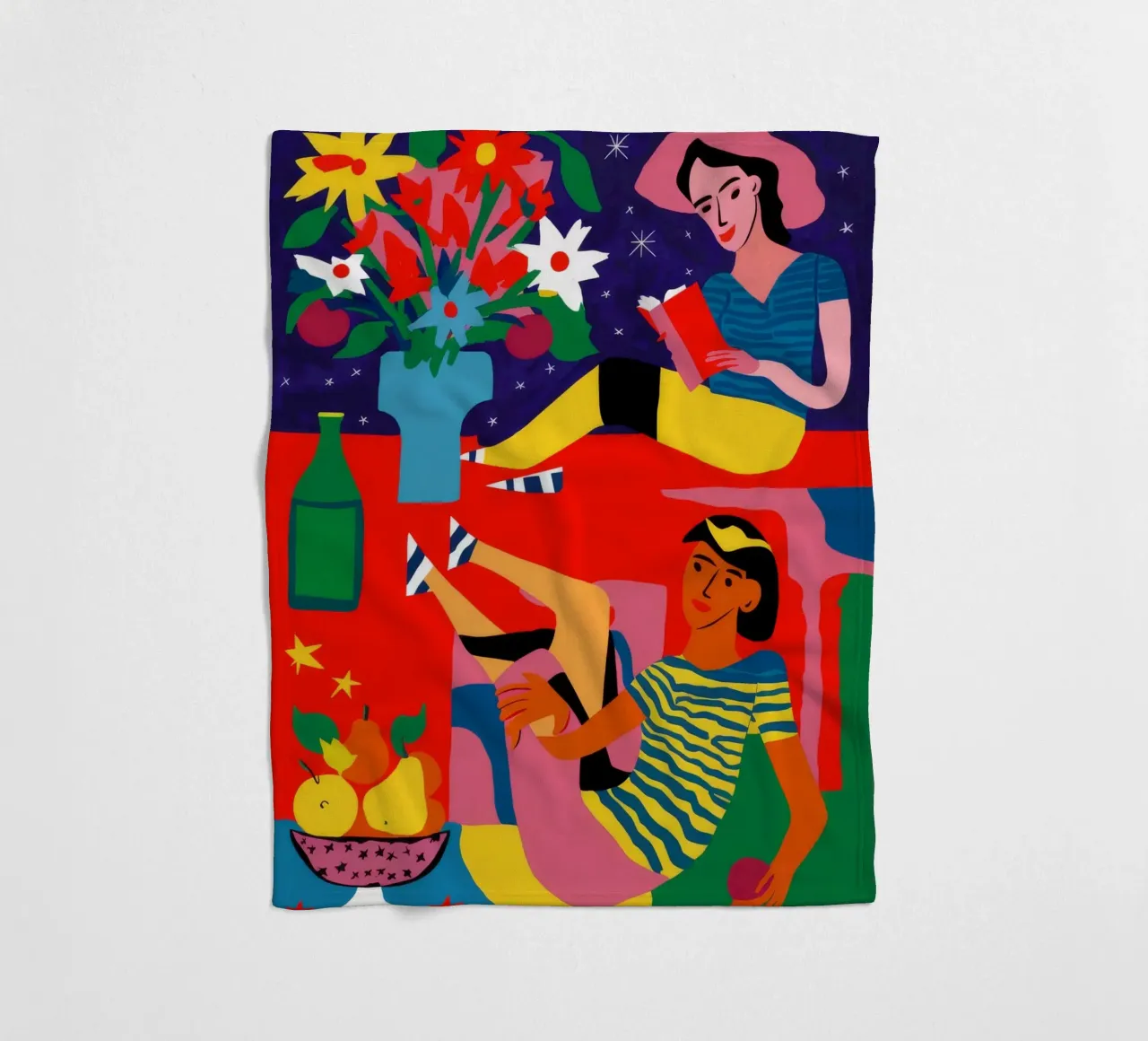 Donna con frutta coperta in pile da Silk Palette