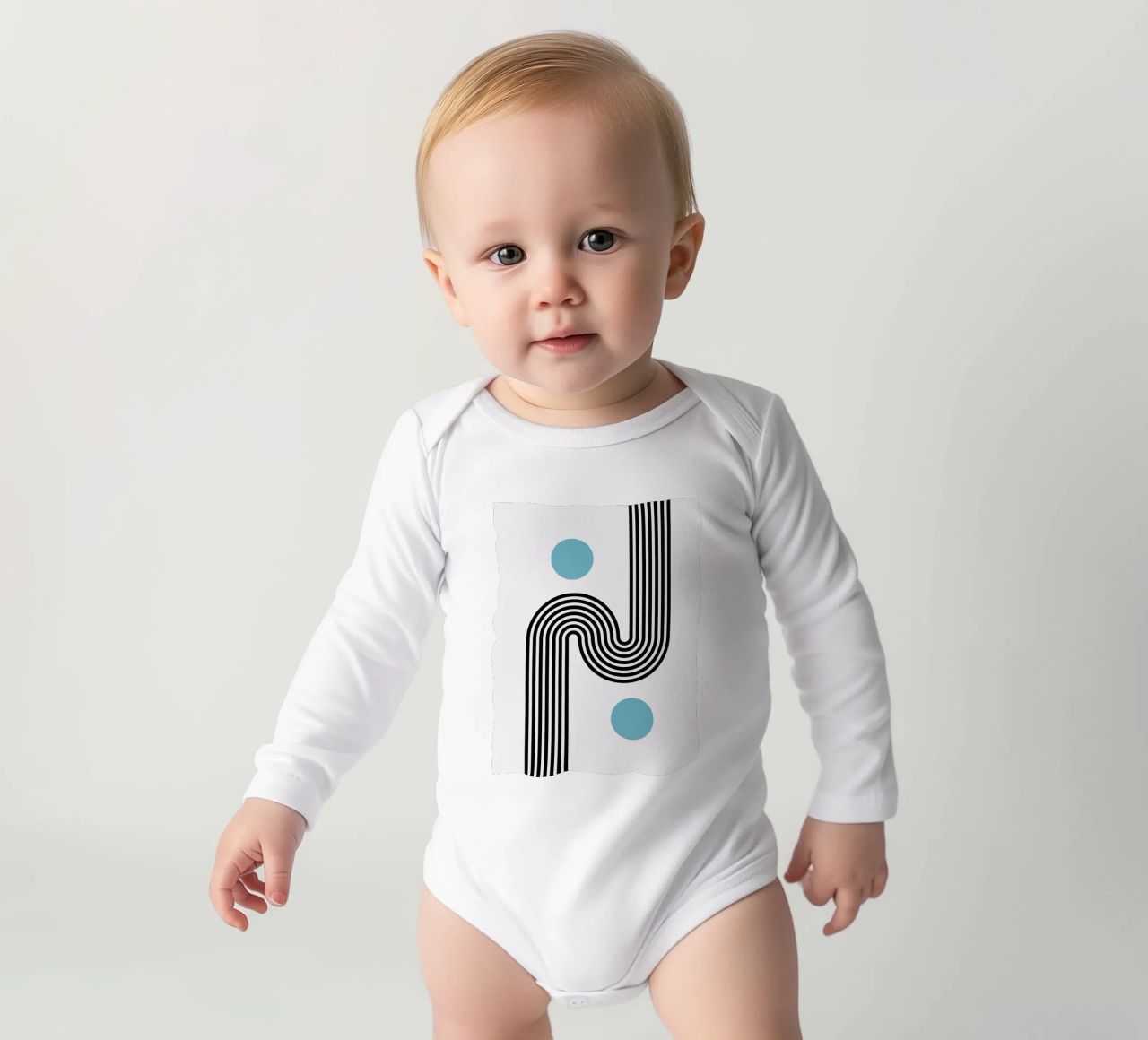 Minimal Line Flow – Retro Grafik body neonato maniche lunghe da Casa Calm