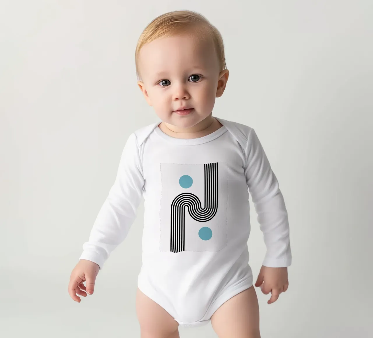 Minimal Line Flow – Retro Grafik body neonato maniche lunghe da Casa Calm