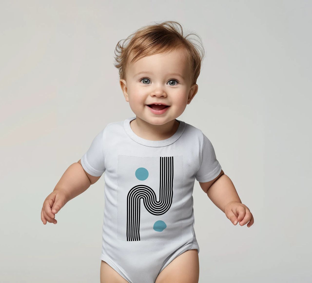 Minimal Line Flow – Retro Grafik body neonato maniche corte da Casa Calm
